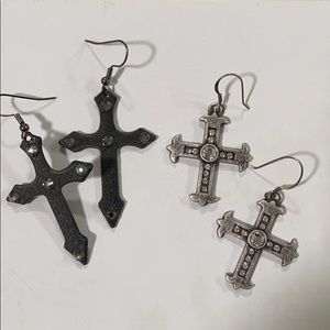 Cross crystal earrings